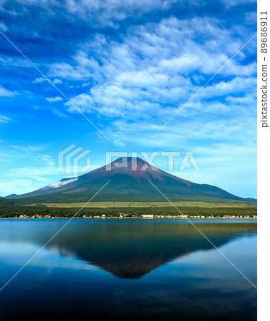 Mt. Fuji in summer seen from Lake Yamanaka Nagaike Water Park 89686911