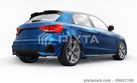 Compact urban premium car in a dark blue hatchback on a white isolated background. 3d illustration Compact urban premium car in a dark blue hatchback on a white isolated background. 3d illustration 89687190