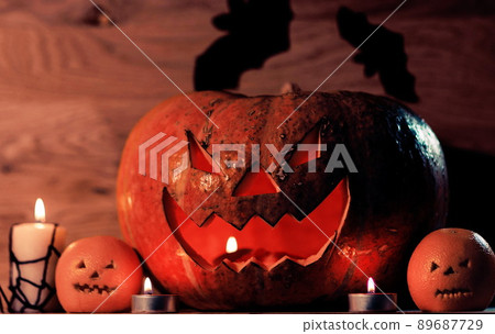 pumpkin for Halloween on a wooden table 89687729