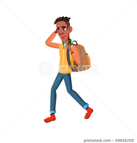 Student Go To College And Think For Exam Vector Student Go To College And Think For Exam Vector 89688208
