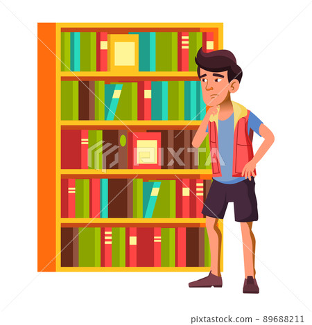 Student Teenager Thinking And Choosing Book Vector Student Teenager Thinking And Choosing Book Vector 89688211