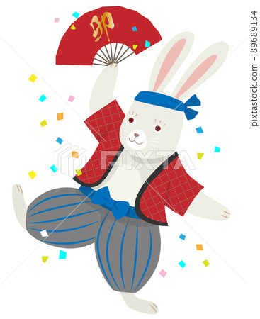兔子用扇子跳舞的插圖,兔年 兔子用扇子跳舞的插圖,兔年 89689134