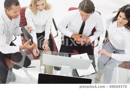 business team discussing a business document.the business concept. 89689378