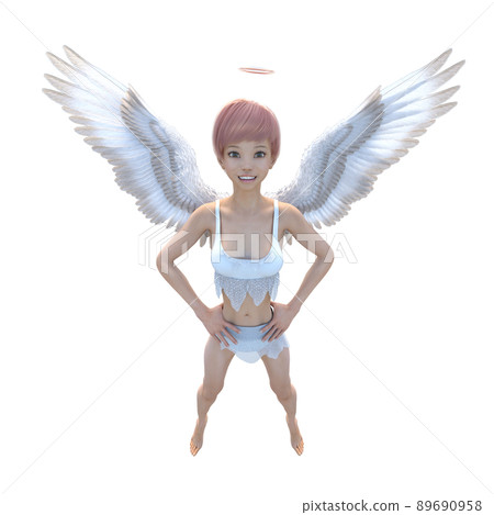 美腿天使燙髮3DCG插畫素材 89690958