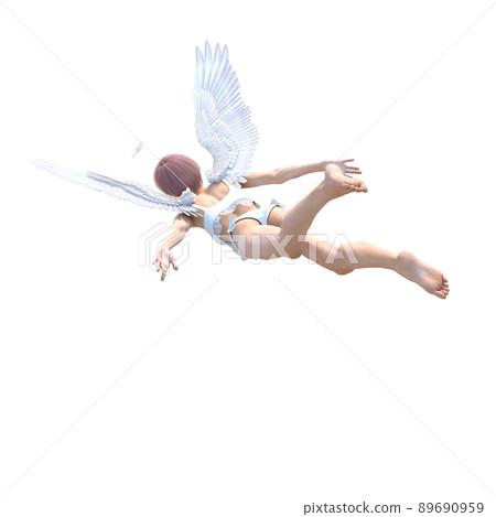 美腿天使燙髮3DCG插畫素材 89690959