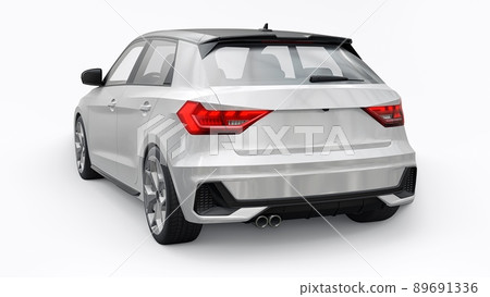 Compact urban premium car in a white hatchback on a white isolated background. 3d illustration Compact urban premium car in a white hatchback on a white isolated background. 3d illustration 89691336