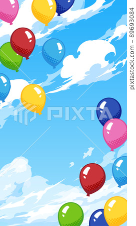 Background of American comic style balloon release_Balloons and empty frame_16: 9_Vertical 89693084