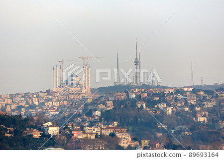 Istanbul Camlica Mosque or Camlica Tepesi Camii under construction. Camlica Mosque is the largest mosque in Asia Minor. Istanbul, Turkey. 89693164