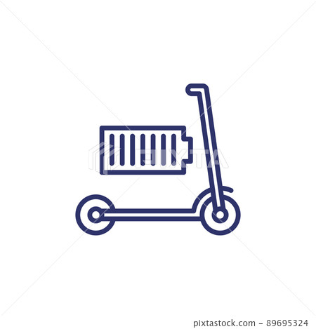 electric kick scooter with full battery line icon electric kick scooter with full battery line icon 89695324