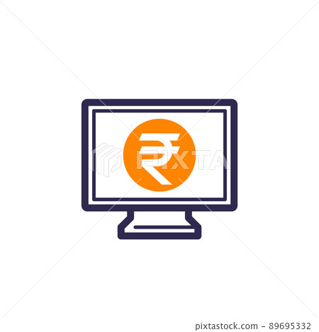internet banking icon with indian rupee 89695332
