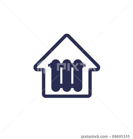 house heating, radiator icon on white 89695335