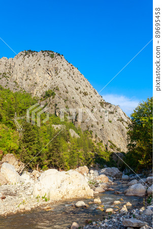 View of a mountain river in Kesme Bogaz canyon, Antalya province in Turkey 89695458