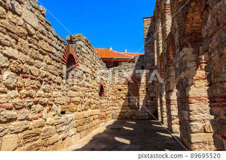 Byzantine Church of Saint Sophia, also known as the Old Bishopric in the old town of Nessebar, Bulgaria. UNESCO World Heritage Site 89695520