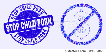 Blue Grunge Stop Child Porn Seal and Stop... - Stock Illustration