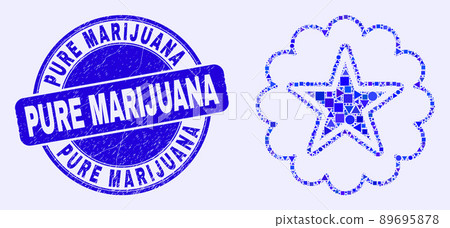 Blue Scratched Pure Marijuana Seal and Star Rosette Mosaic Blue Scratched Pure Marijuana Seal and Star Rosette Mosaic 89695878