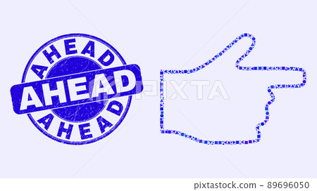 Blue Grunge Ahead Seal and Right Pointer Finger Mosaic 89696050