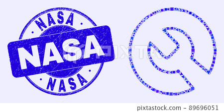 Blue Scratched NASA Stamp Seal and Repair Wrench Mosaic Blue Scratched NASA Stamp Seal and Repair Wrench Mosaic 89696051