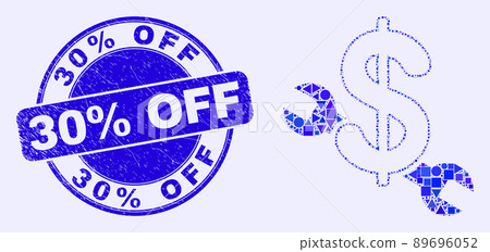Blue Scratched 30 Percents Off Stamp and Repair Price Mosaic Blue Scratched 30 Percents Off Stamp and Repair Price Mosaic 89696052