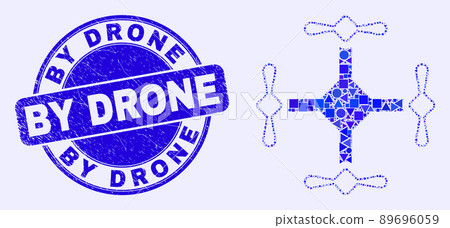 Blue Grunge By Drone Stamp Seal and Quadcopter Mosaic Blue Grunge By Drone Stamp Seal and Quadcopter Mosaic 89696059