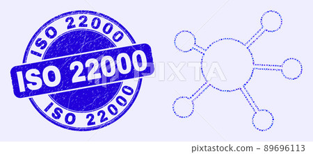 Blue Distress ISO 22000 Stamp Seal and Node Links Mosaic 89696113