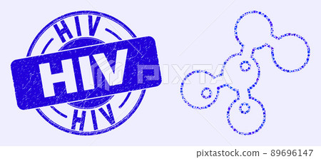 Blue Scratched HIV Stamp and Microbes Mosaic Blue Scratched HIV Stamp and Microbes Mosaic 89696147