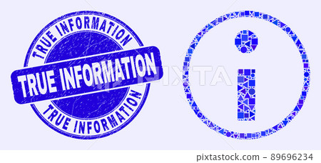 Blue Scratched True Information Stamp and... - Stock Illustration ...