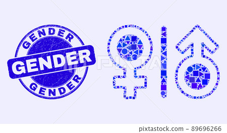 Blue Grunge Gender Seal and Gender Symbols Mosaic 89696266