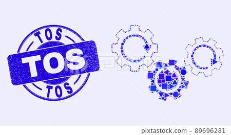 Blue Grunge Tos Seal and Gear Mechanism Mosaic 89696281