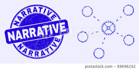 Blue Scratched Narrative Stamp and Gear Links Mosaic Blue Scratched Narrative Stamp and Gear Links Mosaic 89696282