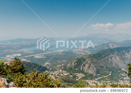 Beautiful nature mountains landscape. Kotor bay, Montenegro. Views of the Boka Bay, with the cities of Kotor and Tivat with the top of the mountain, Montenegro 89696972