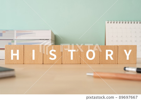 Image of history | Desk with building blocks with "HISTORY" written on it Image of history | Desk with building blocks with "HISTORY" written on it 89697667