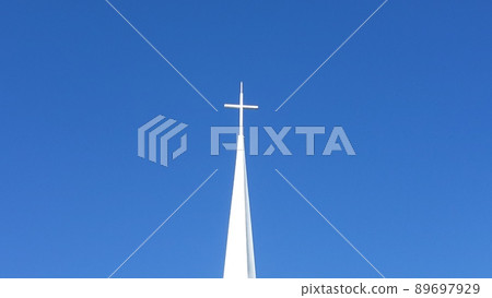Church Cross Towering in the Blue Sky / American Country Town Church Cross Towering in the Blue Sky / American Country Town 89697929