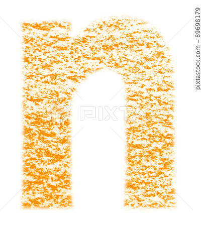 用蠟筆繪製的字母 n 小寫橙色背景 白色，高分辨率通行證 其他顏色可用 89698179