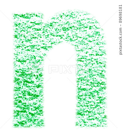 用蠟筆繪製的字母 n 小寫字母綠色背景白色高分辨率通過其他顏色可用 89698181