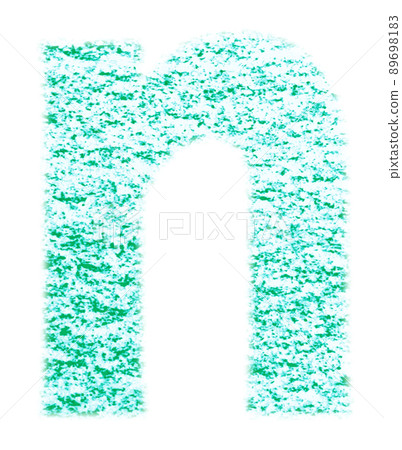 用蠟筆繪製的字母 n 小寫字母綠色背景白色高分辨率通過其他顏色可用 89698183