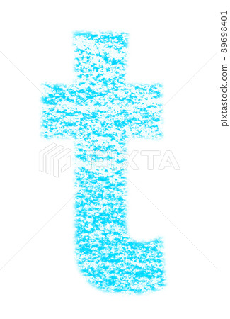 Alphabet drawn with crayon t lowercase light blue background white with high resolution pass Other colors available 89698401