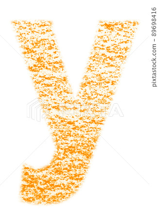 用蠟筆繪製的字母 y 小寫橙色背景白色，高分辨率通行證 其他顏色可用 89698416