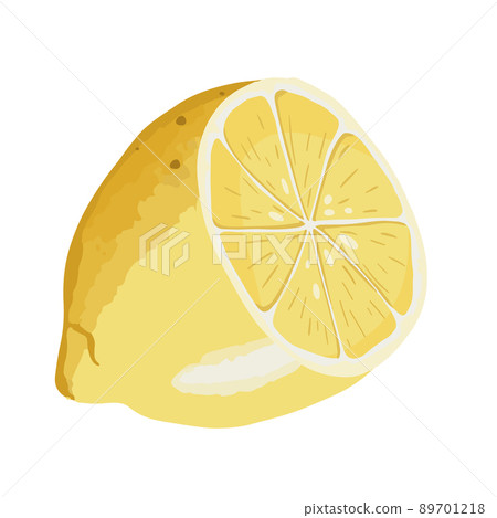 Sliced Fresh Yellow Lemon. Vector Fruit  89701218