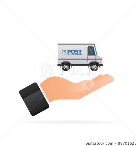 Vector illustration template. Post truck with hand. 89701625