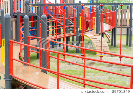 Outdoor playsets and benches wet in the rain Outdoor playsets and benches wet in the rain 89701849