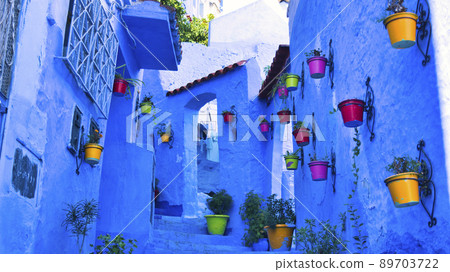 Landscape of the blue city of Morocco, Chefchaouen 89703722