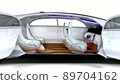 The driverless car opens its doors, transforming the cabin. 89704162