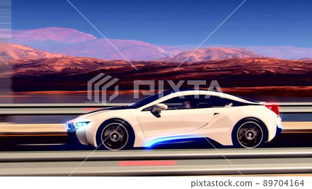 Future car going on the road 4k animation 89704164