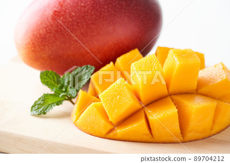 Domestic mango cut into a flower shape 89704212