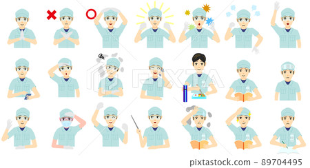 男士工作服夏裝短袖帽子護目鏡（套裝） 89704495