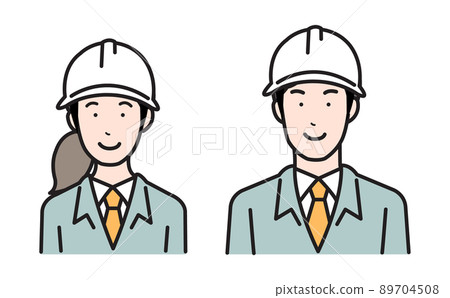 男性和女性建築工人上半身的插圖 男性和女性建築工人上半身的插圖 89704508
