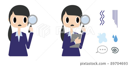 An office worker who discovers anxiety factors with a magnifying glass An office worker who discovers anxiety factors with a magnifying glass 89704693