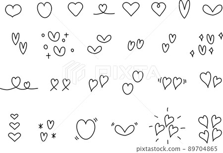 Heart icon set line drawing Heart icon set line drawing 89704865