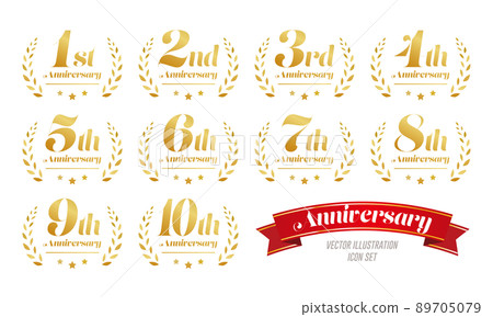 週年 1 至 10 週年標題徽標圖標集 89705079