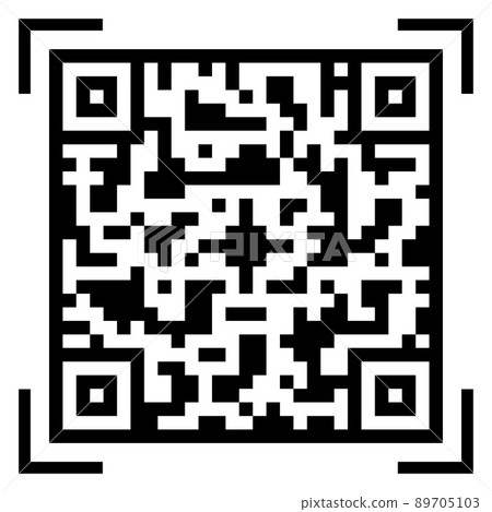 QR Code icon, black on white background. Square qrcode label or sticker, to scan with mobile phone. Random mark, vector illustration QR Code icon, black on white background. Square qrcode label or sticker, to scan with mobile phone. Random mark, vector illustration 89705103